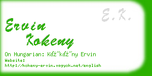 ervin kokeny business card